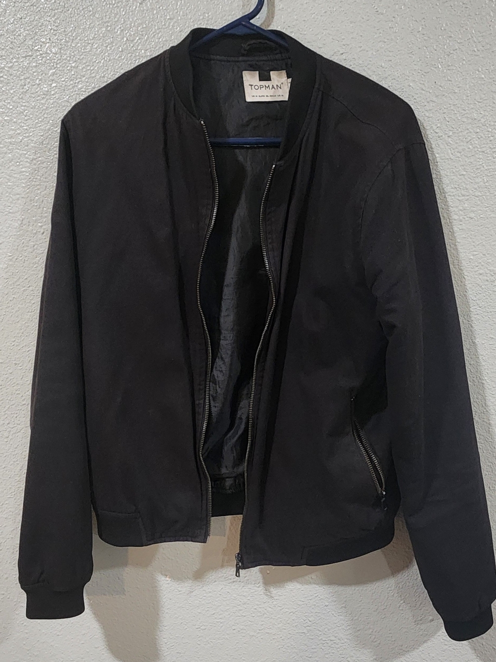 Topman Black Bomber Jacket with Zip Pockets
